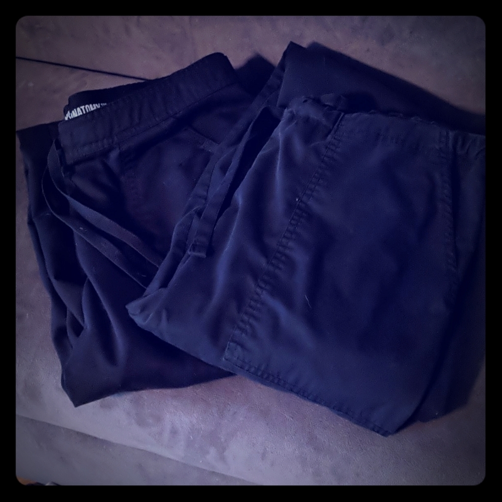 2 black scrub pants